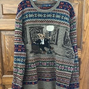 Polo by Ralph Lauren Gray and Blue Crewneck Sweater